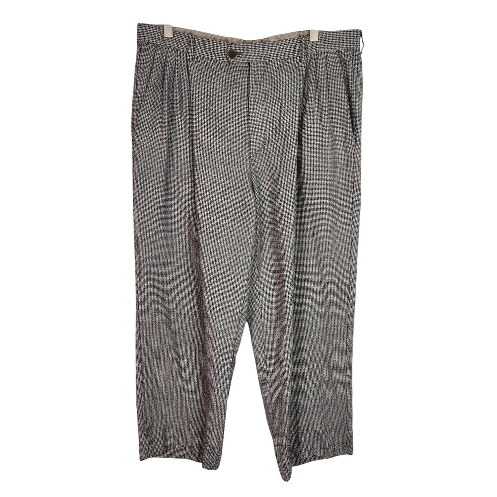 ZANELLA Pants Mens 33x24 Gray Check Silk Wool Pleated Dress Neiman Marcus Italy